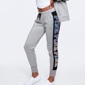 VS PINK SHIMMER BLING SWEATPANTS LARGE